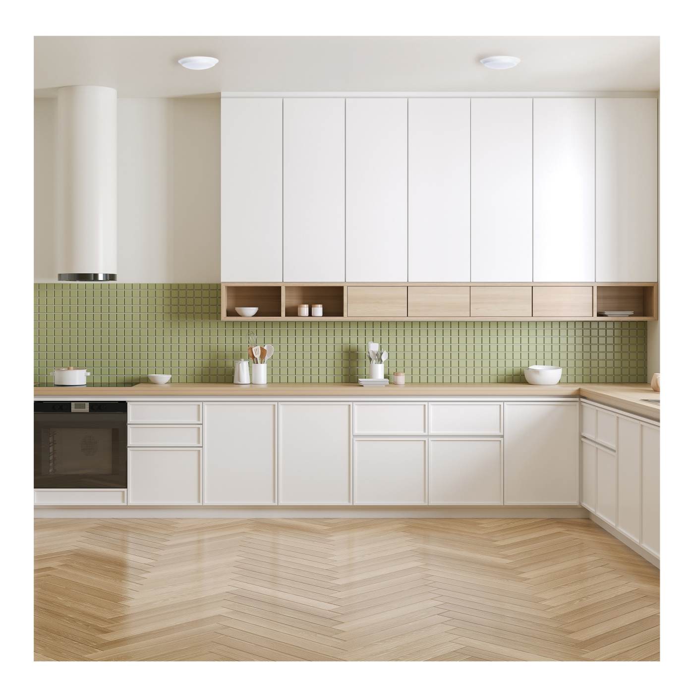 7 inch white LED disk ceiling light with occupancy sensor, adjustable color temperature from 2700K to 5000K, by Satco