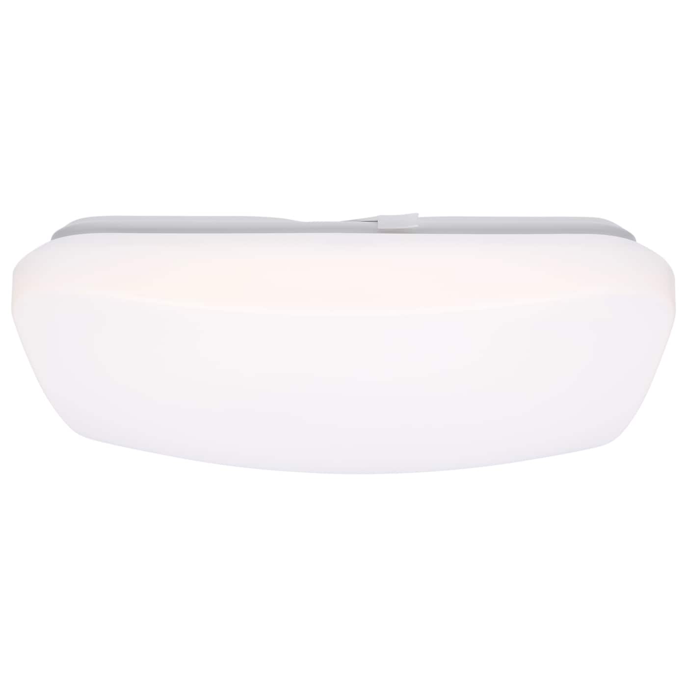 Square 14-inch LED cloud fixture with sensor, 17W, adjustable CCT, for LED lighting applications, by Satco.