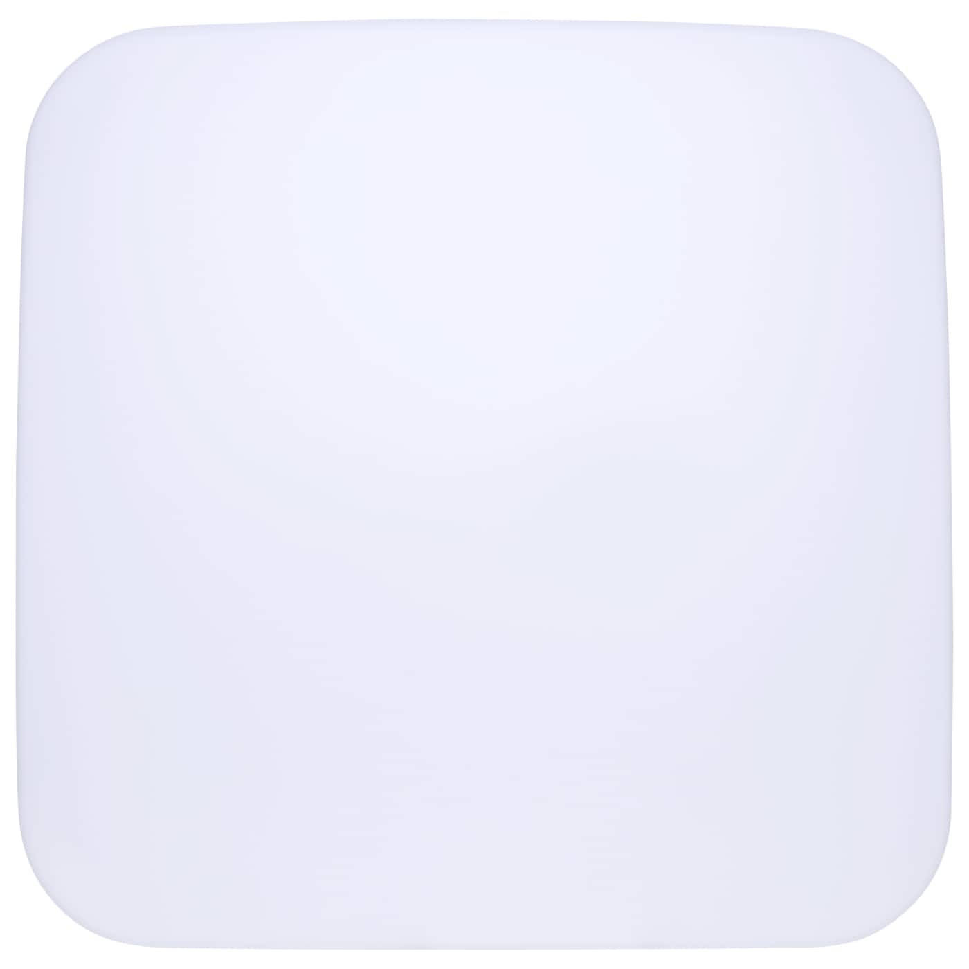 Square 14-inch LED cloud fixture with sensor by Satco, 17W, adjustable CCT, 120V, ideal for modern LED lighting.