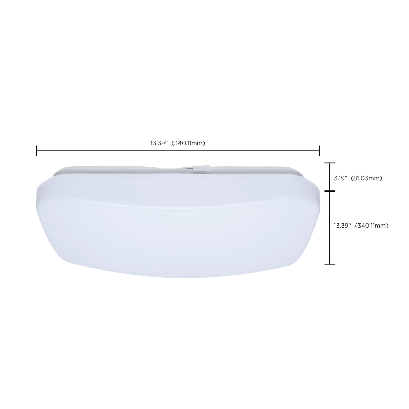 Satco 14-inch LED cloud fixture with sensor, square shape, 17W, adjustable CCT, 120V LED lighting fixture.