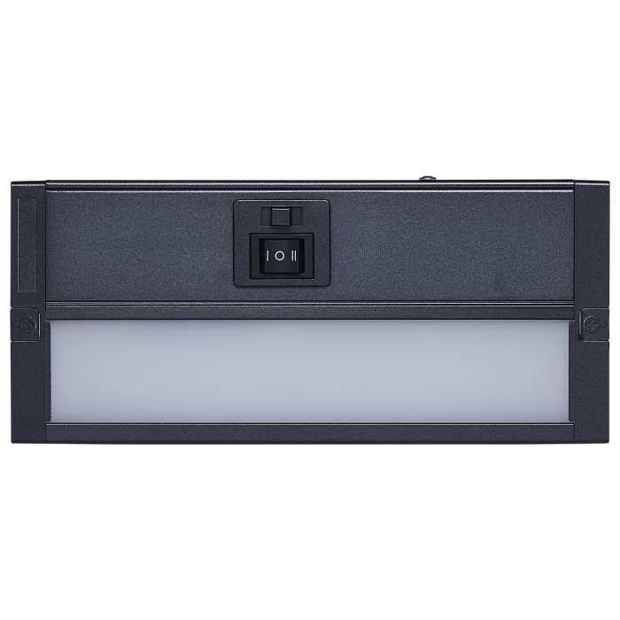 Satco LED dark bronze under cabinet light, 8-inch, 5-watt, with adjustable color temperature and voltage for kitchen or workspace.