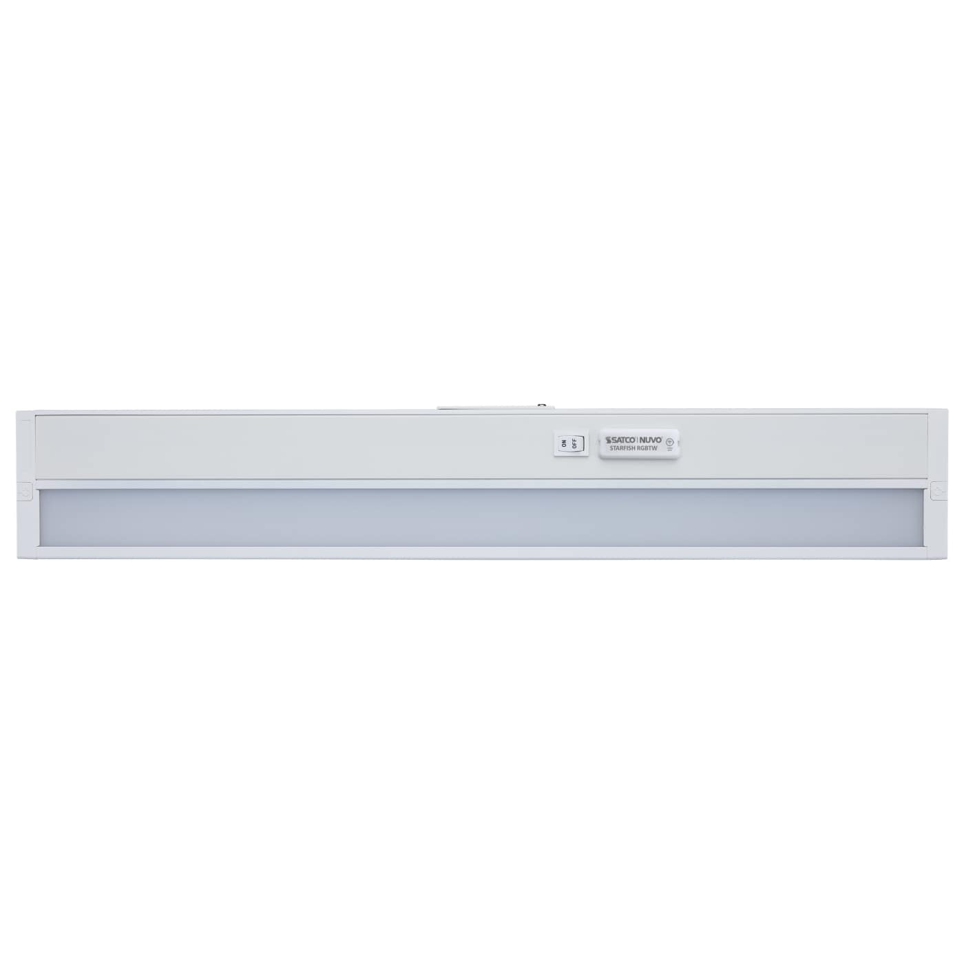 Satco 22-inch LED under cabinet light with RGB and tunable white options in white finish, ideal for kitchen or workspace lighting.