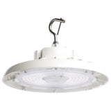 Satco 100W UFO LED High Bay fixture in white, 5000K color temperature, 14400 lumens, suitable for 120-277V lighting applications