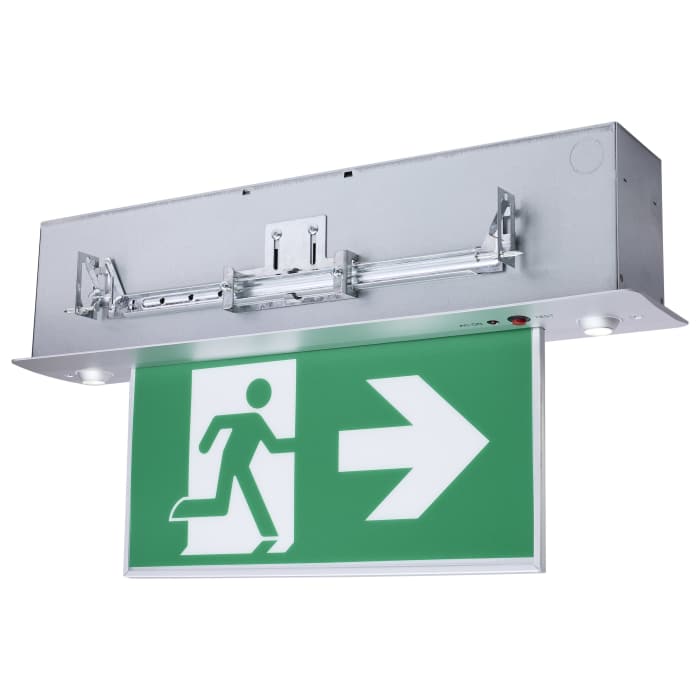 Running Man Green Combo Edge Lit Emergency Light; 120-347V; Single/Dual Face - Satco