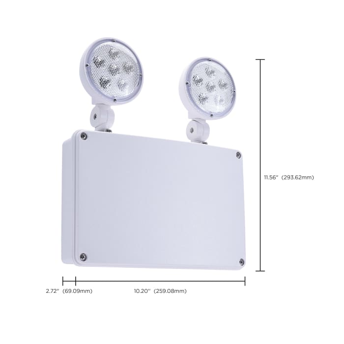LED Wet Location Emergency Light; 120-347V; 2HR Backup; Universal Mounting; White Finish