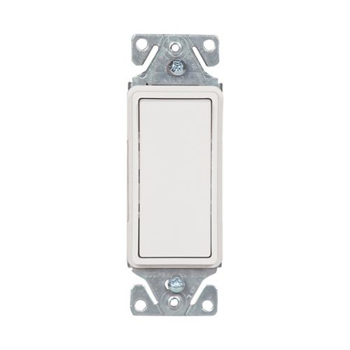 White Eaton 15A standard decorator switch by Cooper for 120/277V wiring devices, mounted on wall for easy control.