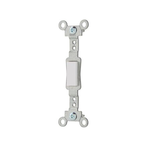 White Eaton wallplate toggle switch insert by Cooper, wired for easy installation and clean look in electrical wiring devices.