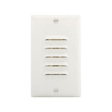 White LED step light with vertical and horizontal louvered faceplates, 15A, 120V, by Cooper, for indoor stair and pathway illumination.