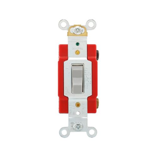 Gray Eaton 20A industrial toggle switch by Cooper for wiring applications, rated for 120/277 volts.