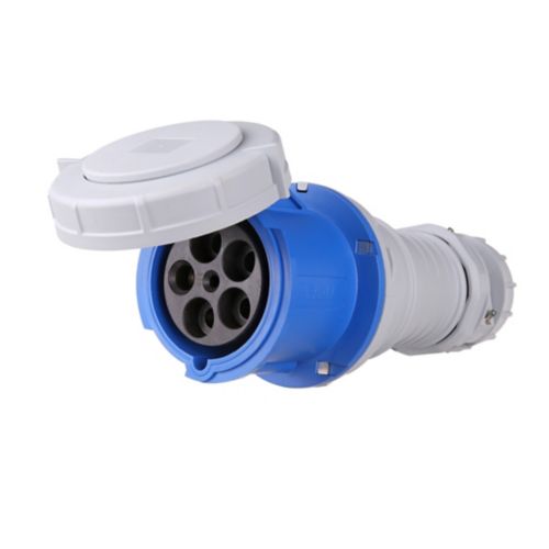 Eaton Cooper IP69K rated pin and sleeve connector with four-pole, 5-wire configuration for 100/125A, 120/208V wiring applications.