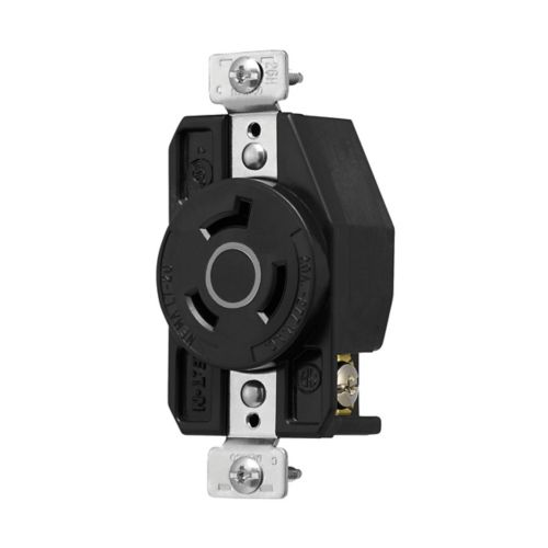 Eaton 20A color-coded locking receptacle in gray and black with ultra grip for industrial wiring devices, 277V, by Cooper.