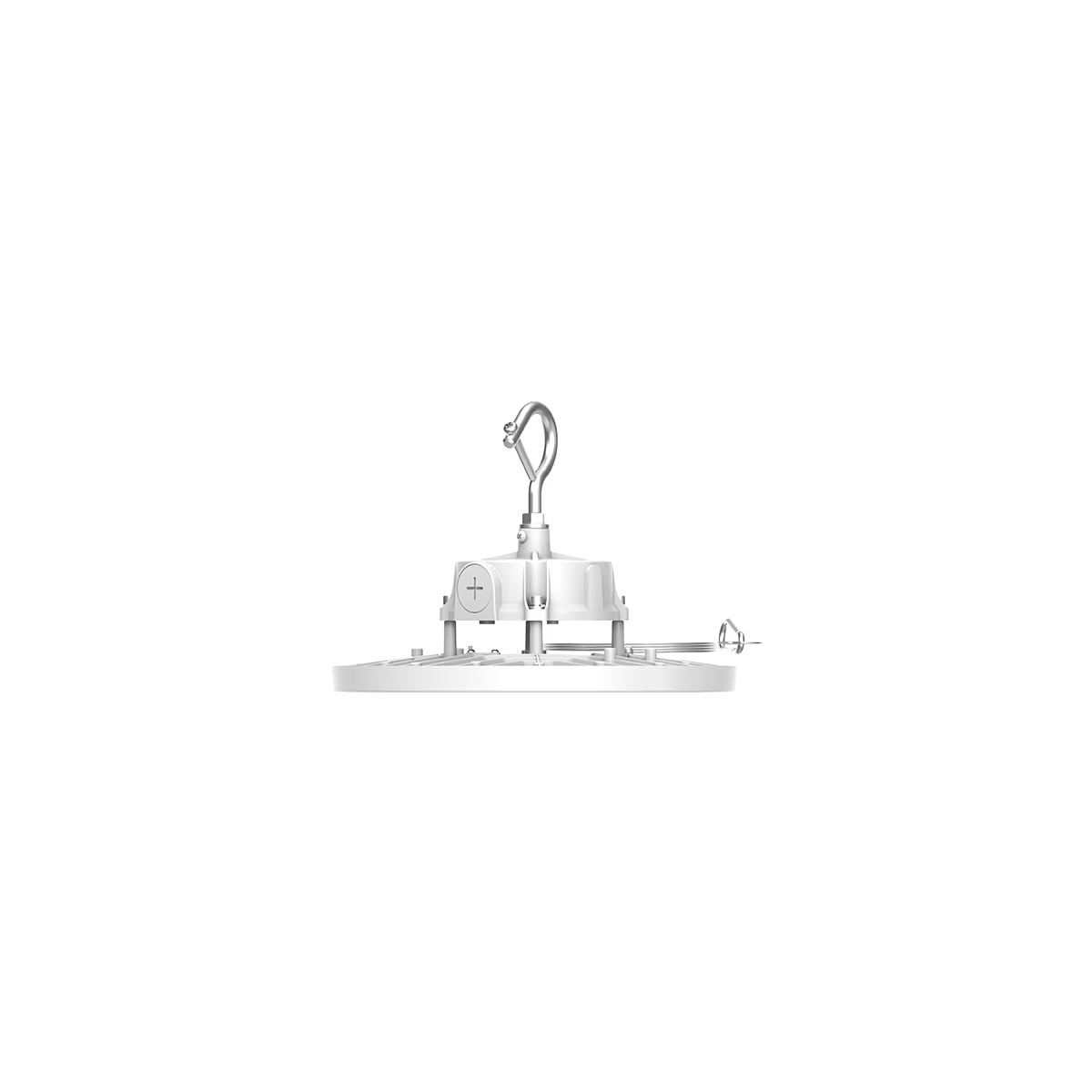 Eiko LED white round high bay light with PowerSET 150/120/100 and OpticSET 60/90 for commercial lighting applications