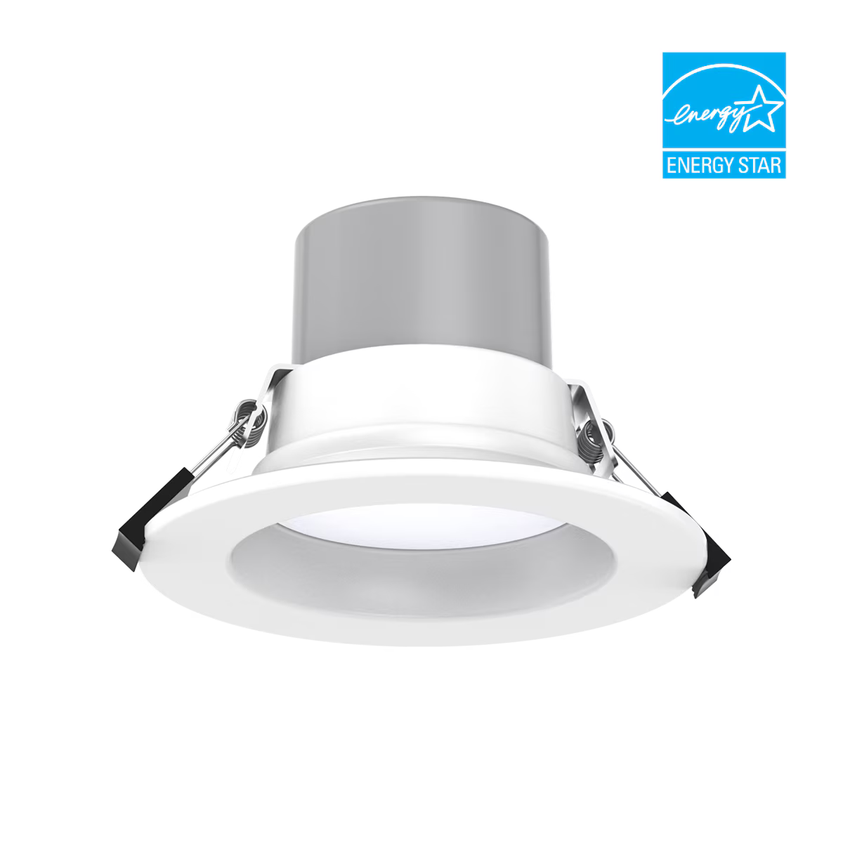Eiko LED 4-inch commercial downlight with wattage and color select, installed in a ceiling, 120-277V, energy-efficient lighting fixture.