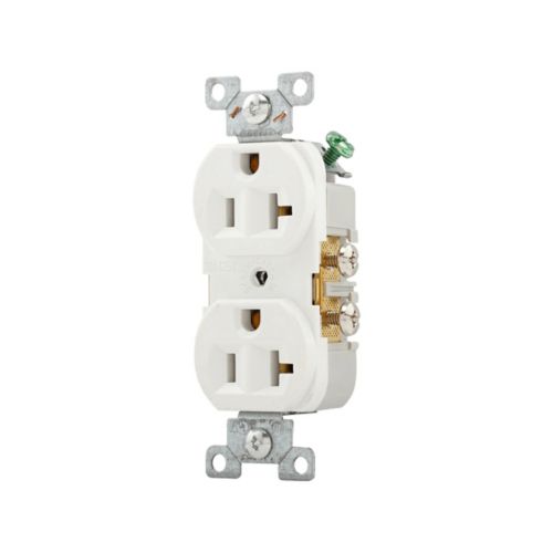 Eaton Commercial White 20A Spec Grade Duplex Receptacle-125V