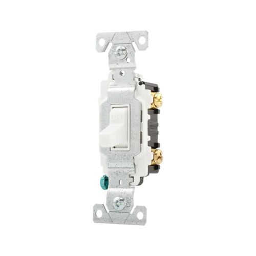 Eaton 20A Commercial Grade Toggle Switch in White, 120/277V
