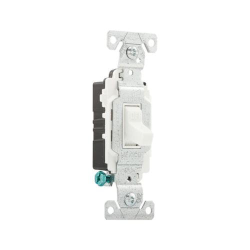 Eaton 20A Commercial Grade Toggle Switch in White, 120/277V - Cooper