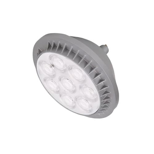 Green Creative LED 50W PAR56 bulb with narrow 25° flood beam, 5000 lumens, 3000K color, GX16d base, suitable for lighting applications.