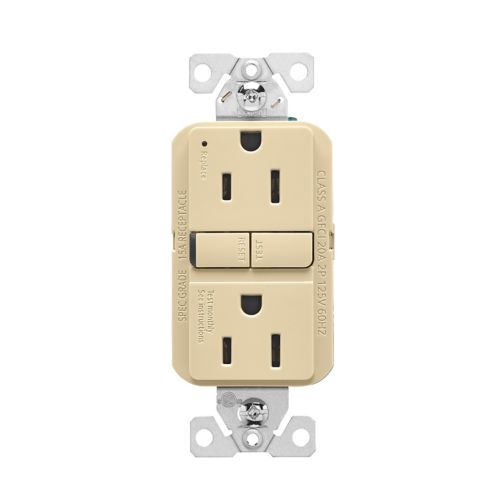 Eaton Self-Test GFCI, 15A, 125V, Ivory, Slim Design - Cooper
