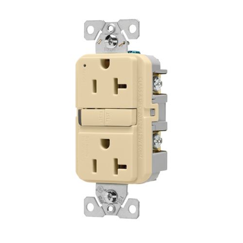 Eaton Self-Test GFCI, 20A, 125V, Ivory, Slim Design - Cooper