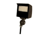 MaxLite LED Slim Flood Light with adjustable beam, 20W, CCT, yoke mount, and photoeye for versatile outdoor lighting.