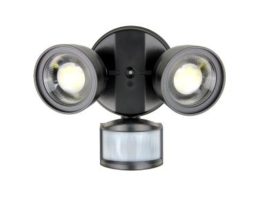 LED 2 Head Black Security Light w/ Motion Sensor