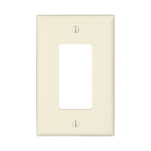 Eaton Cooper Midsize Single-Gang Decora Wallplate in Light Almond, set of 10, for electrical switches and wiring installations.