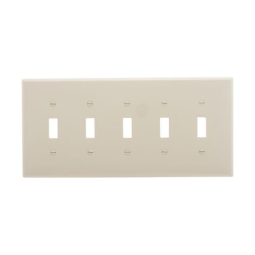 Eaton Lt. Almond  Mid-size 5 Gang Toggle Wallplate