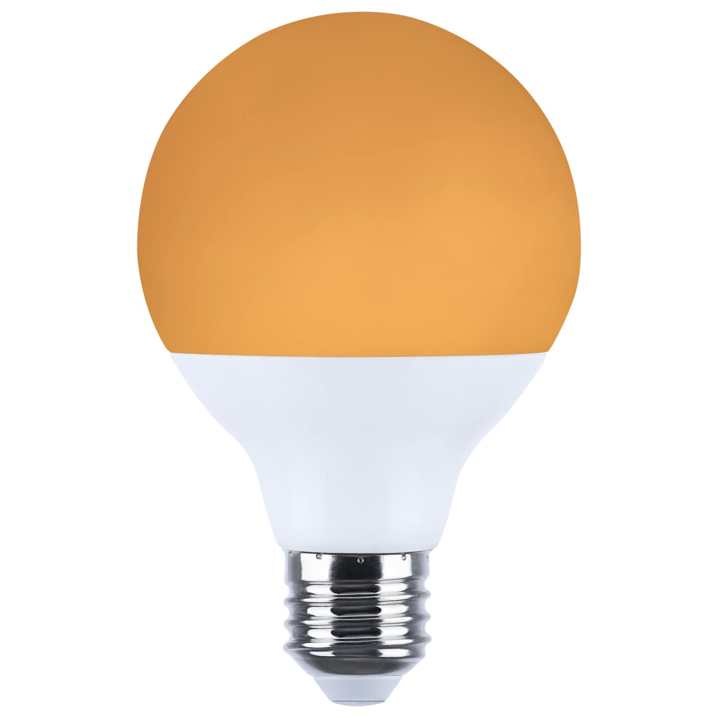 Satco LED RGB G25 light bulb, 10W, medium base, 2700K-5000K, RGBTW, 120V, for colorful indoor lighting.