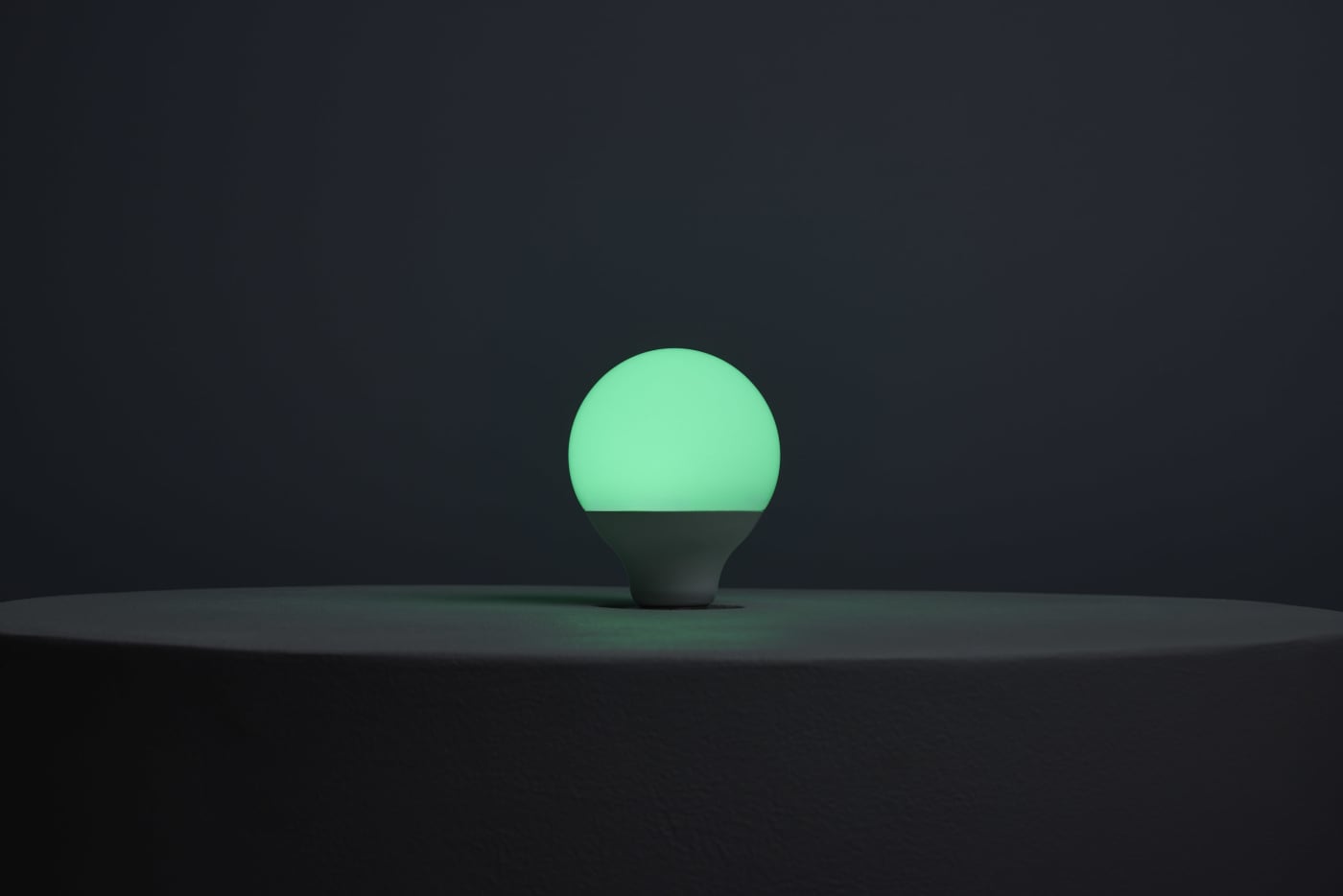 Satco LED RGB G25 light bulb, 10W, medium base, 2700K-5000K RGBTW, 120V, showing the bulb with color-changing features.