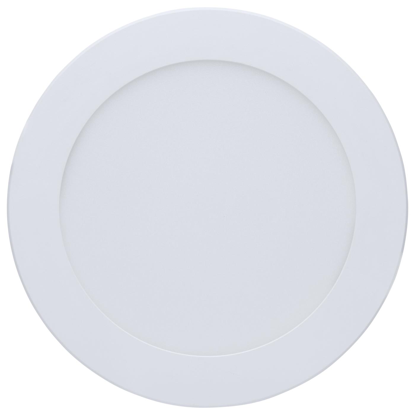 Satco LED 11W round white canless downlight with adjustable color temperature, ideal for modern ceiling lighting.