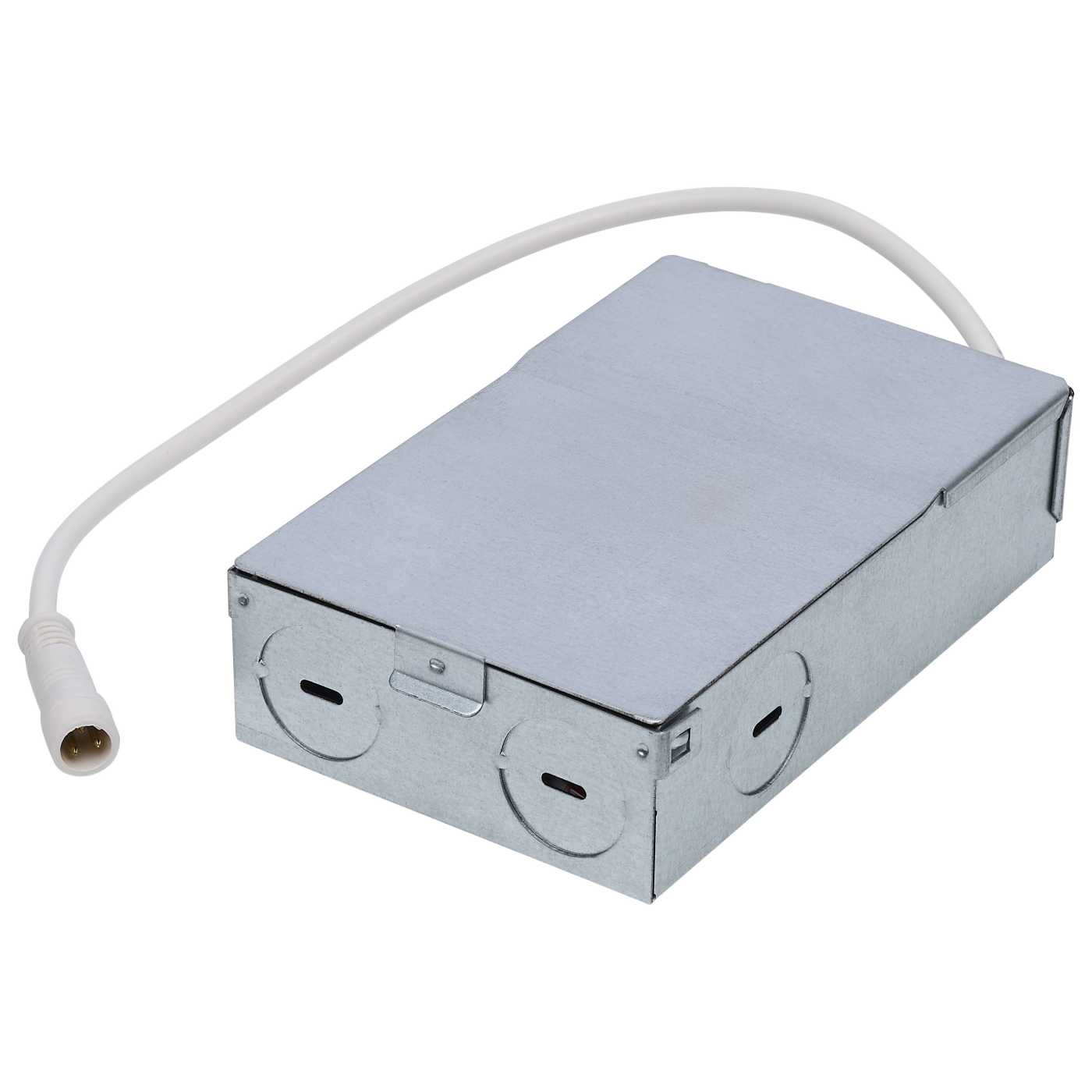 Satco LED 11W 6-inch round white canless downlight with adjustable color temperature and sleek wafer design.