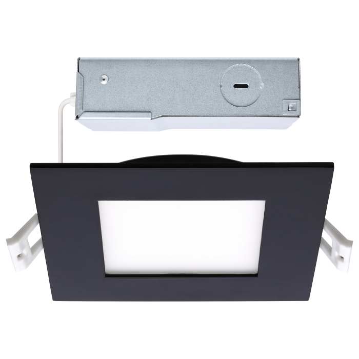4 Inch Black Square 10 Watt LED Direct Wire Downlight; CCT Selectable