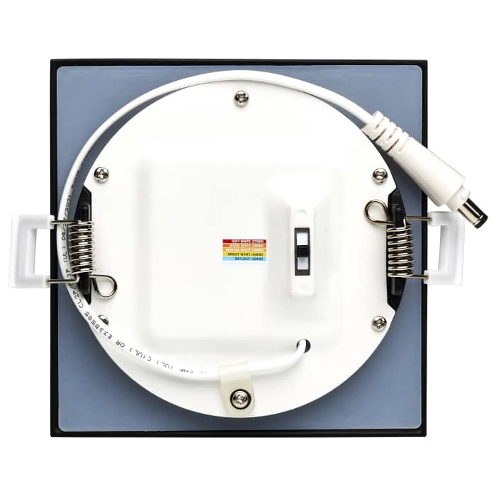 4 Inch Black Square 10 Watt LED Direct Wire Downlight; CCT Selectable