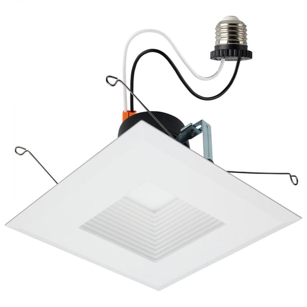 Square 5-6 Inch Field Selectable LED Downlight Retrofit; Deep Baffle; 8/10.5/13.5 Watts; 27K/30K/35K/40K/50K CCT