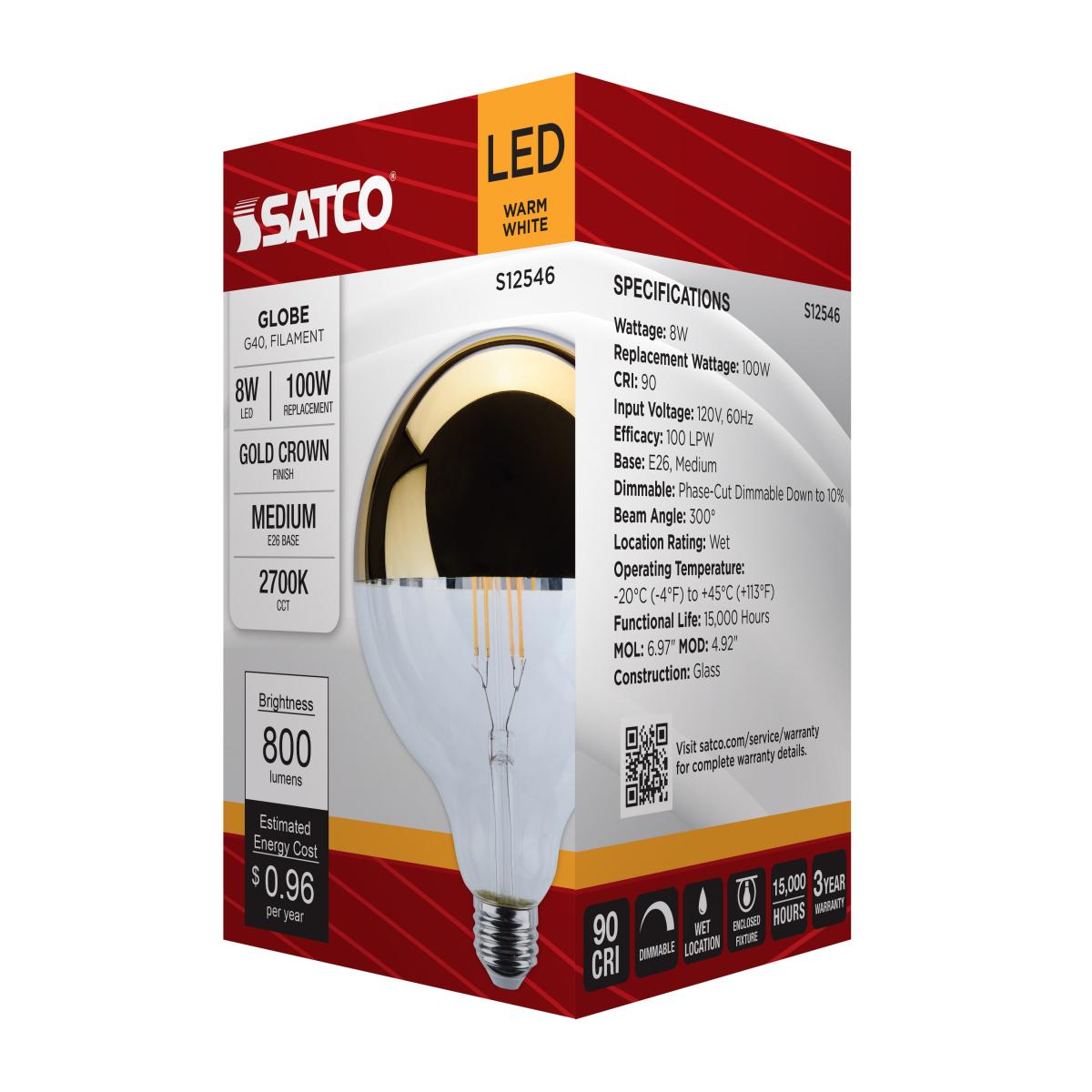 LED Gold Bowl 8 Watt G40; Medium Base; 2700K