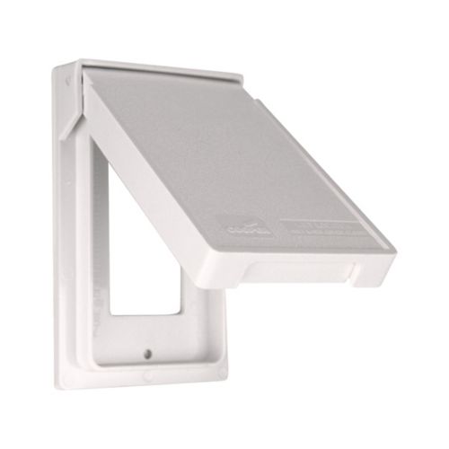 Eaton White GFCI Cover, Self-closing, Surface Mount, Wet, Single-Gang- Vertical