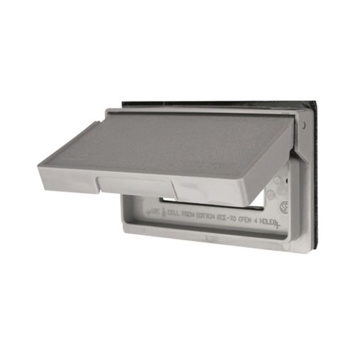 Eaton Cooper 1-Gang GFCI or decorator surface mount cover for wet location installation showing horizontal cover on wiring device.