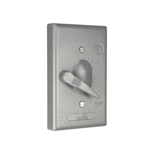 Eaton Gray Metal Cover with Toggle Switch, Surface Mount, Wet, Single-gang, Standard