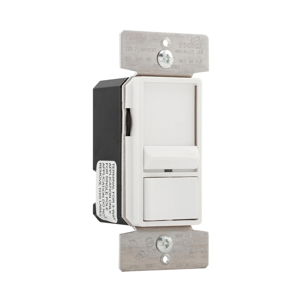 Eaton Slide Dimmer in White, Polycarbonate, Single-pole
