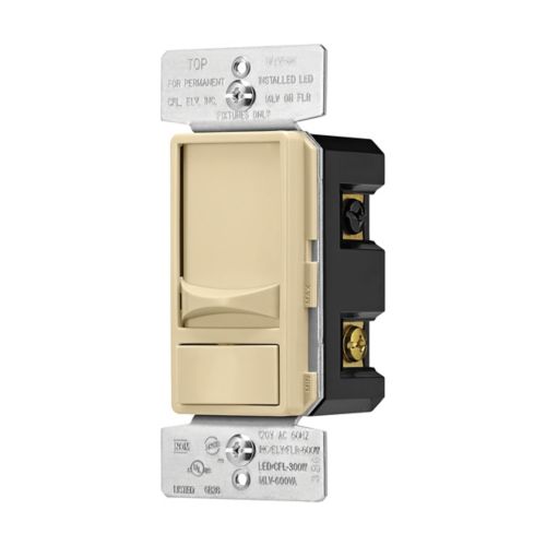 Cooper Eaton Universal slide dimmer in ivory for wiring devices, 300W LED and 600W halogen, 120V, with adjustable slider control