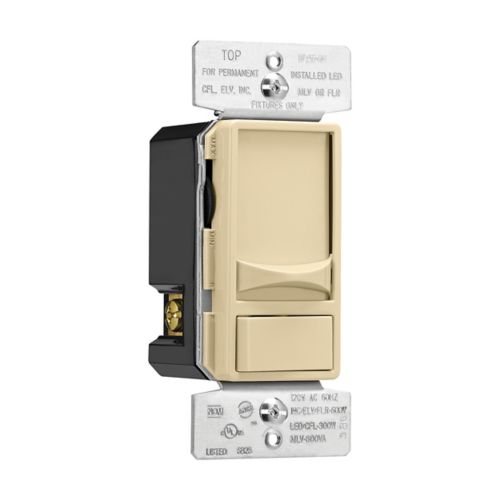Eaton Universal slide dimmer switch in ivory for 300W LED and 600W halogen lighting, compatible with 120V wiring devices by Cooper