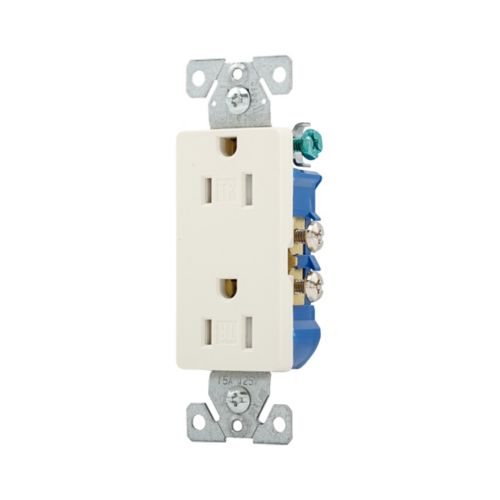 Eaton Tamper-Resistant 15A Residential Grade Decorator Duplex Receptacle in Light Almond