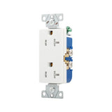 White Eaton Decorator Duplex Tamper-Resistant 20A receptacles, Cooper wiring devices, shown in a box of 10.