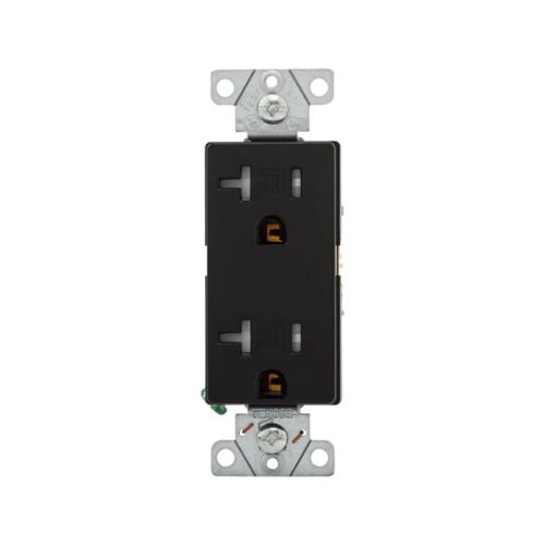 Eaton Black 20A Heavy-Duty Industrial Spec Grade Decora Duplex Receptacle-125V