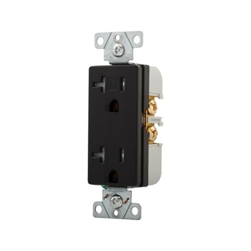 Eaton Black 20A Heavy-Duty Industrial Spec Grade Decora Duplex Receptacle-125V