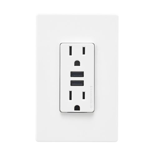 Eaton 15A tamper-resistant white combination USB charger and duplex receptacle for wiring devices by Cooper