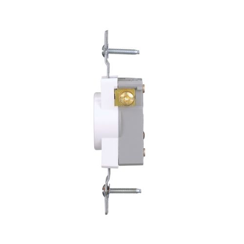 White Eaton tamper resistant 15A single receptacle by Cooper, 125V wiring device with safety features for electrical outlets.