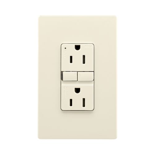 Eaton Slim AFGF 15A Receptacle, Tamper Resistant, Self-Test, 125V in Light Almond