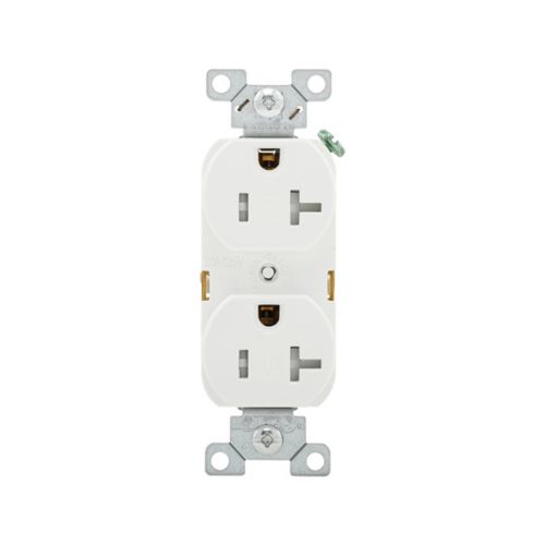 Eaton TR Specification Grade 20A Duplex Receptacle in White, #14-10 AWG- 125V