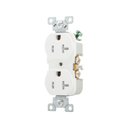Eaton TR Specification Grade 20A Duplex Receptacle in White, #14-10 AWG- 125V